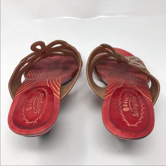 Spring Step Carlina Heel Sandals EU 38 US 7.5 8 Red Rhinestone Artsy Colorful - Picture 4 of 8